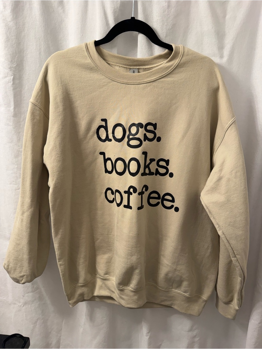 Cream 'dogs. books. coffee.' Graphic Sweatshirt
